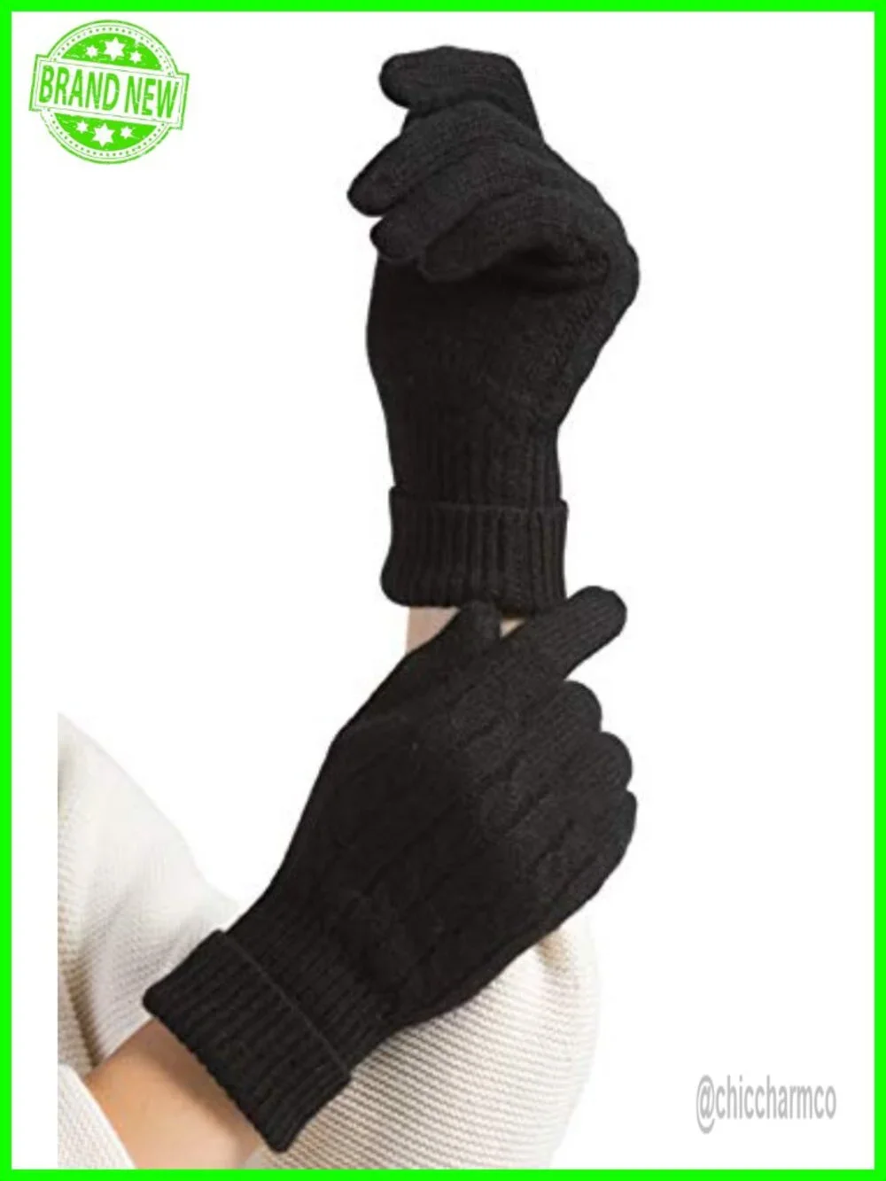 100% Pure Cashmere Cable Knit Gloves for Women